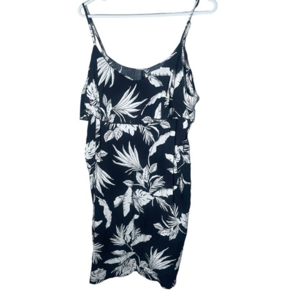 Old Navy XXL Dress Sundress Black White Tropical Beach Vacation Summer Flowy 2XL